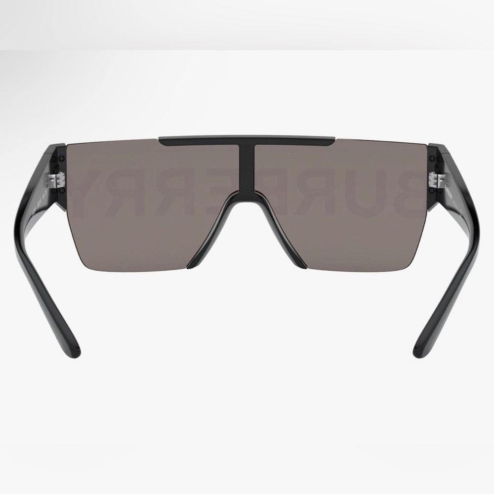 Burberry Black Plastic Rectangle Sunglasses Gold Mirror Lens - Picture 6 of 11